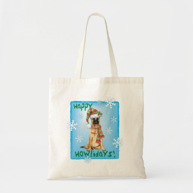 Tote Bag Happy Howlidays Belge Malinois (Devant)