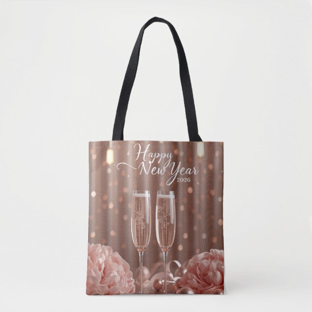 Tote Bag happy new year 2026 champagne elegant (Devant)