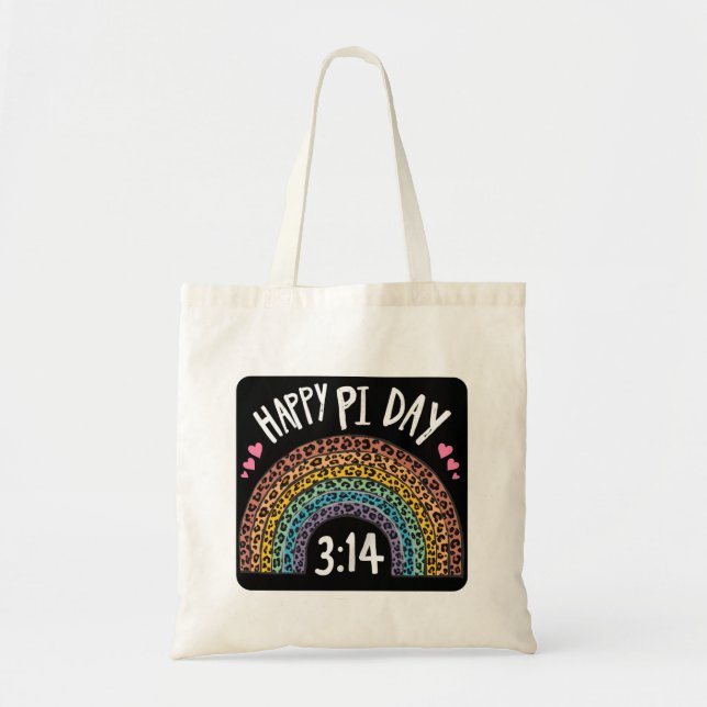 Tote Bag Happy Pi Day Empreinte de léopard arc-en-ciel (Devant)
