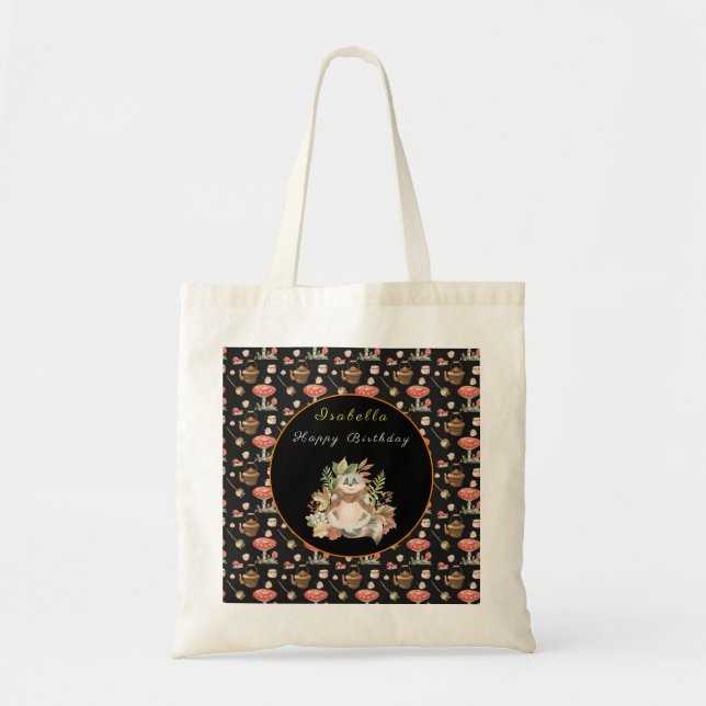 Tote Bag Happy Raccoon Personnaliser Texte et couleur (Devant)
