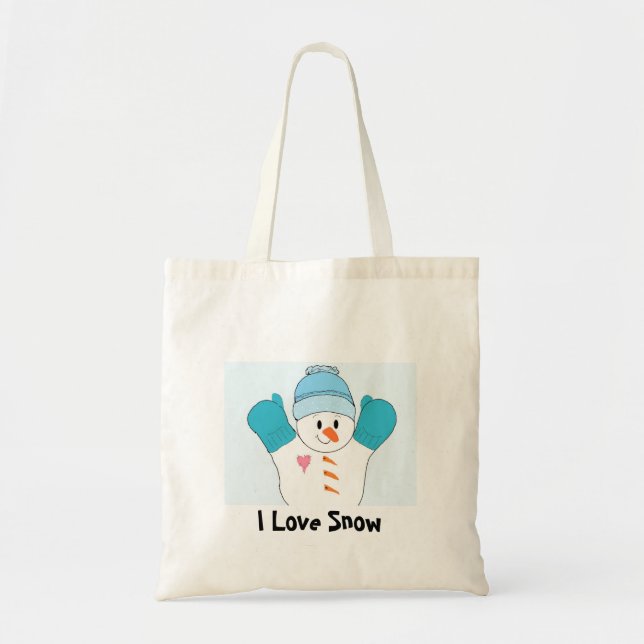 Tote Bag Happy Snowman - I Love Snow (Devant)