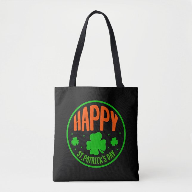 Tote Bag Happy St. Patrick's Day Circle Design-63501 (Devant)