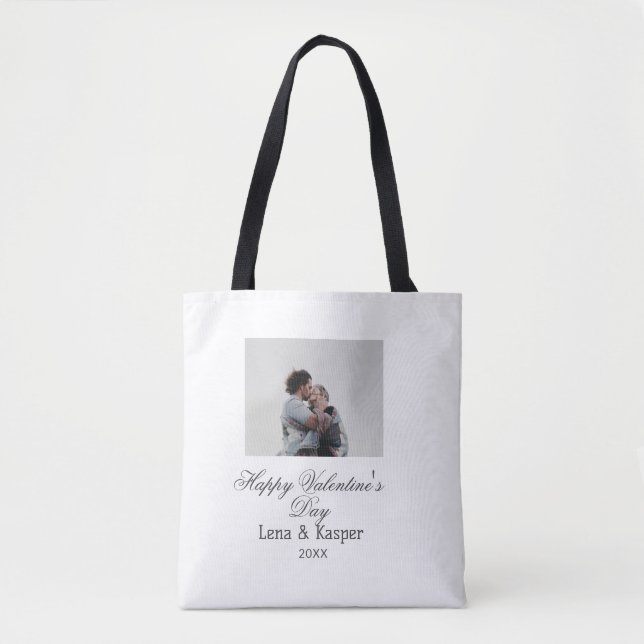 Tote Bag Happy Valentine's day couple photo modern simple t (Devant)