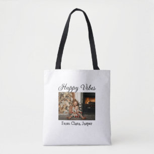 Tote Bag Happy vibes enfants famille photo de Noël Invitati