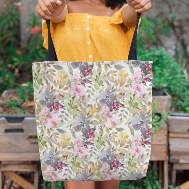 Tote Bag Happy Watercolor Floral Wedding Party (Créateur téléchargé)