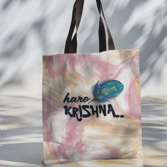 Tote Bag "Hare Krishna" Peacock Feather Hindu (Créateur téléchargé)