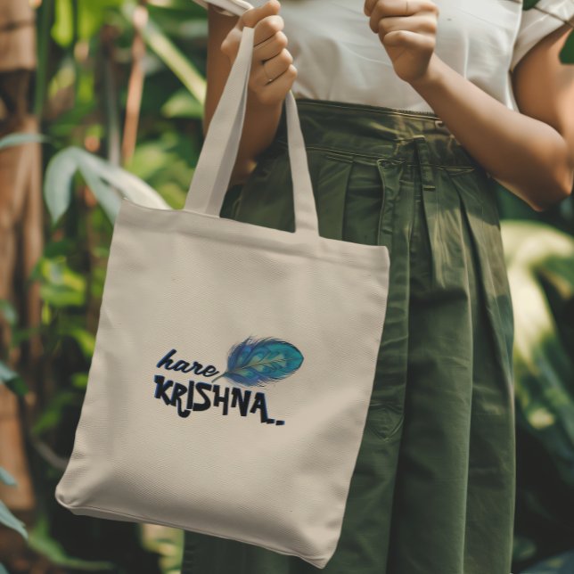 Tote Bag "Hare Krishna" Peacock Feather Hindu (Créateur téléchargé)