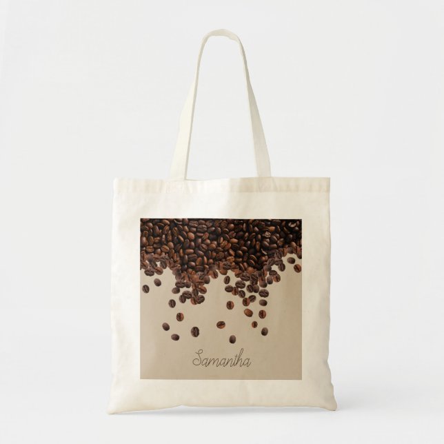 Tote Bag Haricots de café en texte personnalisé (Devant)