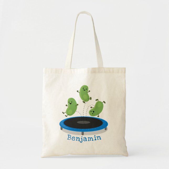 Tote Bag Haricots verts mignons sur dessin animé trampoline (Devant)