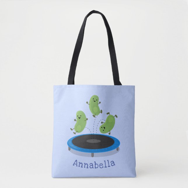 Tote Bag Haricots verts mignons sur dessin animé trampoline (Devant)