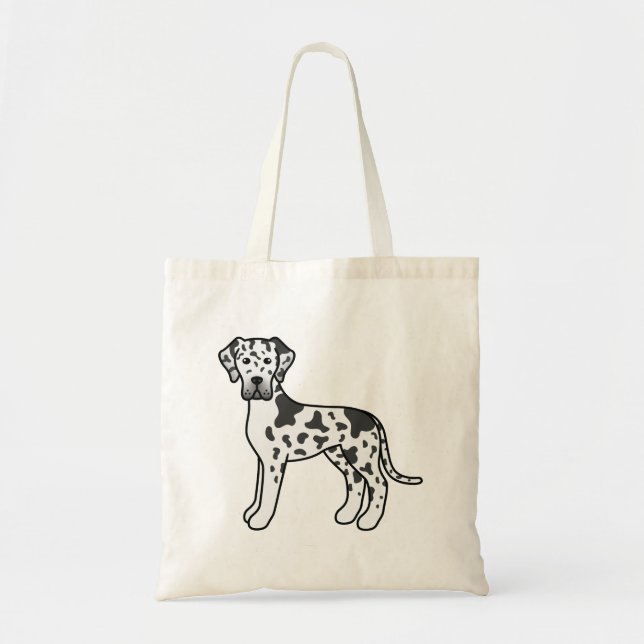 Tote Bag Harlequin Great Dane mignon chien de dessin (Devant)