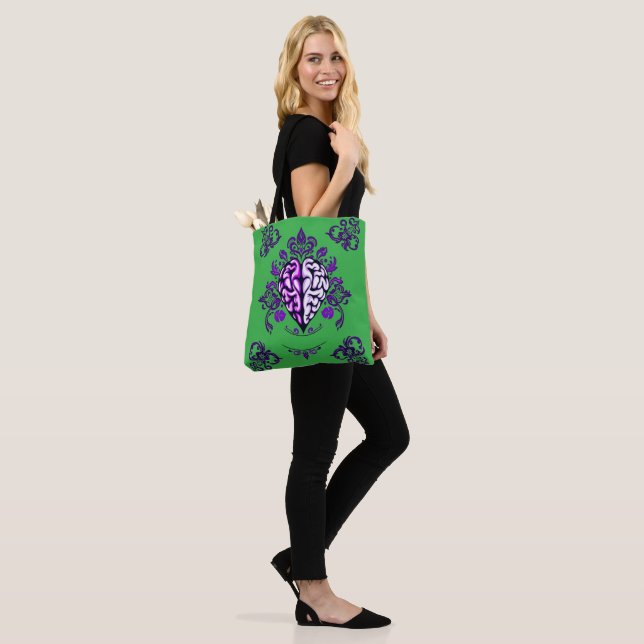 Tote Bag Harmonie mentale - Fusion de cerveau-coeur ornemen (Sur le modèle)