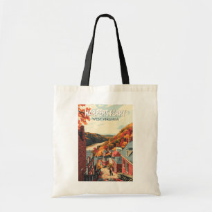 Tote Bag Harpers Ferry West Virginia Travel Art Vintage