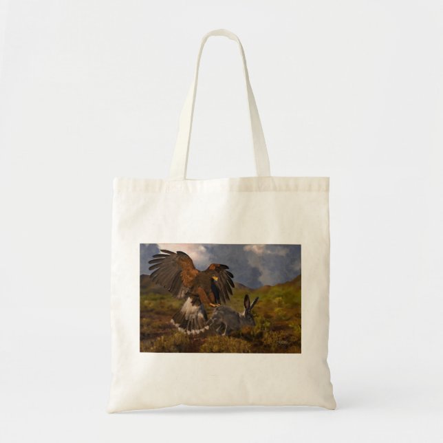 Tote Bag Harris Hawk et Jackrabbit - acrylique (Devant)