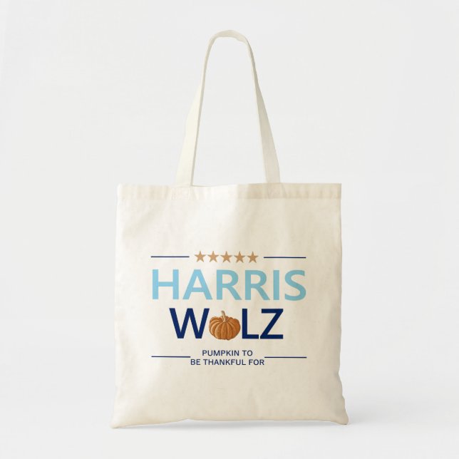 Tote Bag Harris Walz Halloween Citrouille à remercier pour (Devant)