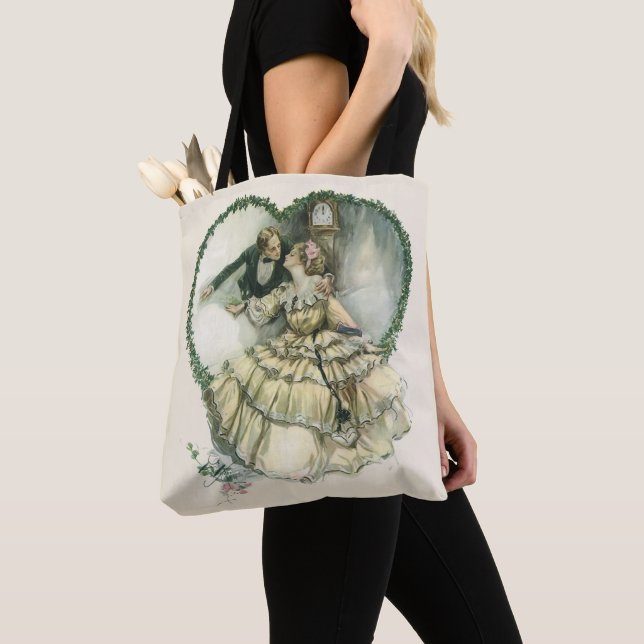 Tote Bag Harrison Fisher vintage, mariés de Noël (De près)