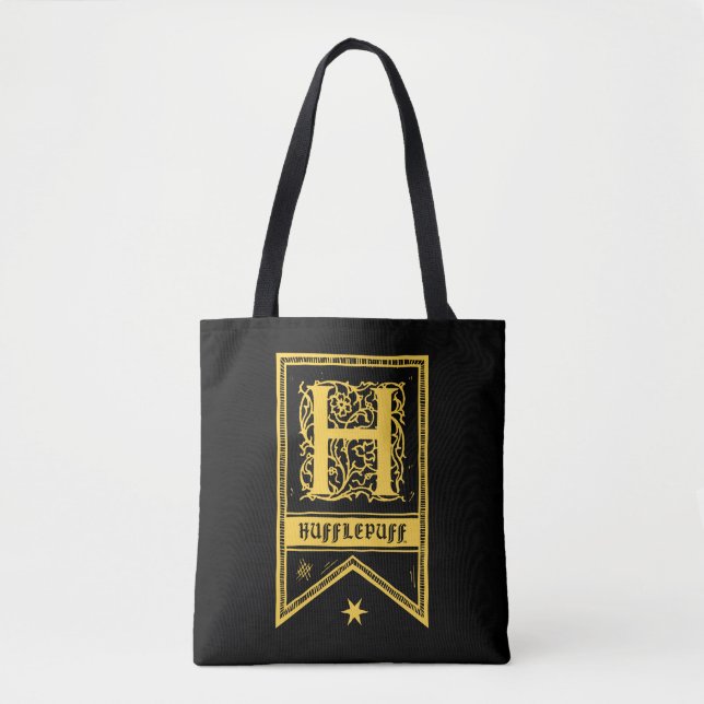 Tote Bag Harry Potter | Bannière Monogramme Hufflepuff (Devant)