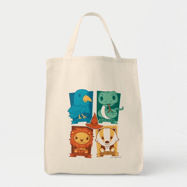 TOTE BAG HARRY POTTER™ | CARTOON HOGWARTS™ MAISONS (Devant)
