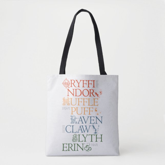 Tote Bag HARRY POTTER™ | Délicat Sketch HOGWARTS™ Maisons (Devant)