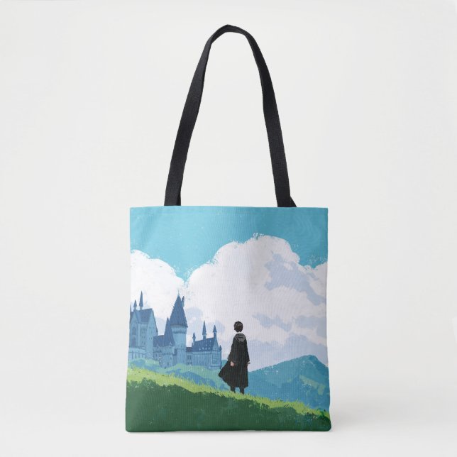 Tote Bag HARRY POTTER™ Dominant le château de Poudlard ™ (Devant)