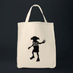 Tote Bag Harry Potter | "Free Dobby" Silhouette Typographie<br><div class="desc">Regardez cette silhouette de Dobby qui lui tape les doigts,  avec les mots "Free Dobby" écrit à la main sur son corps.</div>