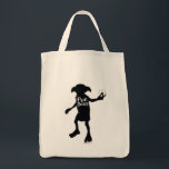Tote Bag Harry Potter | "Free Dobby" Silhouette Typographie<br><div class="desc">Regardez cette silhouette de Dobby qui lui tape les doigts,  avec les mots "Free Dobby" écrit à la main sur son corps.</div>