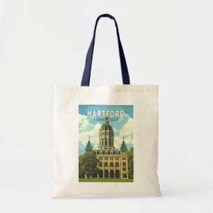 Tote Bag Hartford Connecticut Voyage Art Rétro