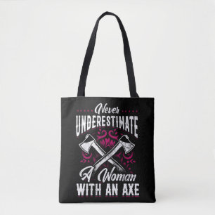 Tote Bag Hatchet Ax Jetant La Bûcheronneuse Une Femme
