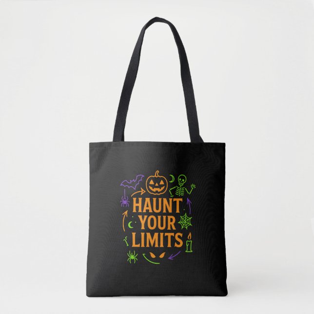 Tote Bag Haunt Your Limits Neon Halloween (Devant)