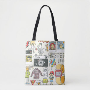 Tote Bag Hausse : jeu de gribouillis dessiné à la main