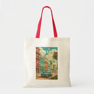 Tote Bag Havana Cuba Illustration Voyage Art Vintage
