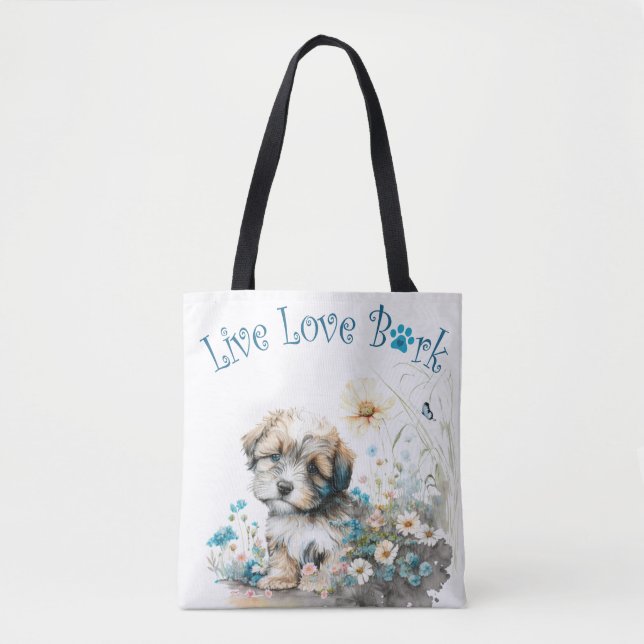 Tote Bag Havanais maman chien floral (Devant)