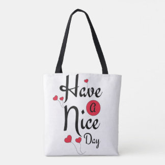 Tote Bag Have a Nice Day Typography with Heart Balloons