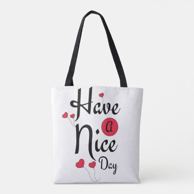 Tote Bag Have a Nice Day Typography with Heart Balloons (Dos)
