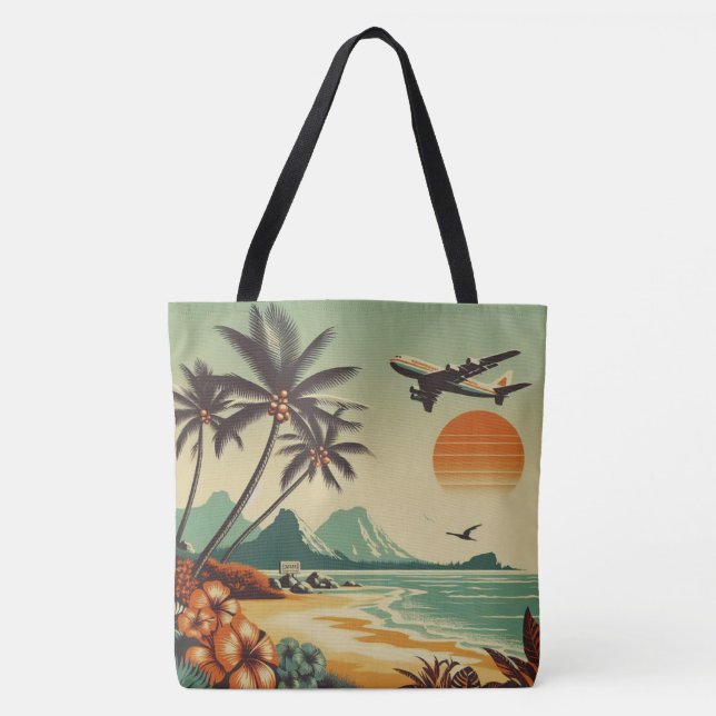 Tote Bag Hawaï vintage/tropical (Devant)