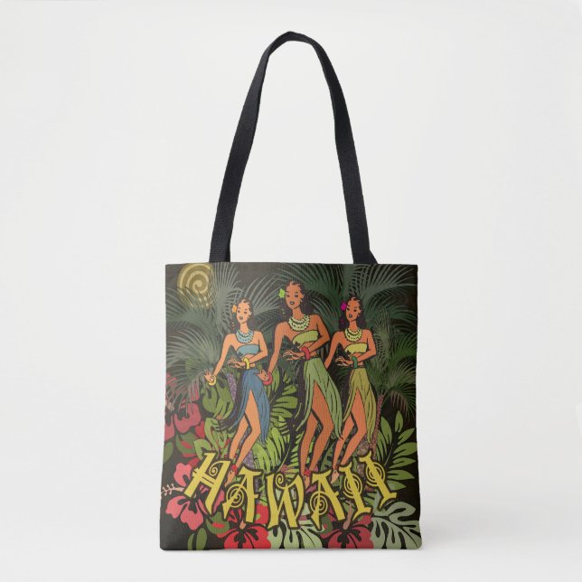 Tote Bag Hawaii Aloha Palm Hula Art Design (Devant)