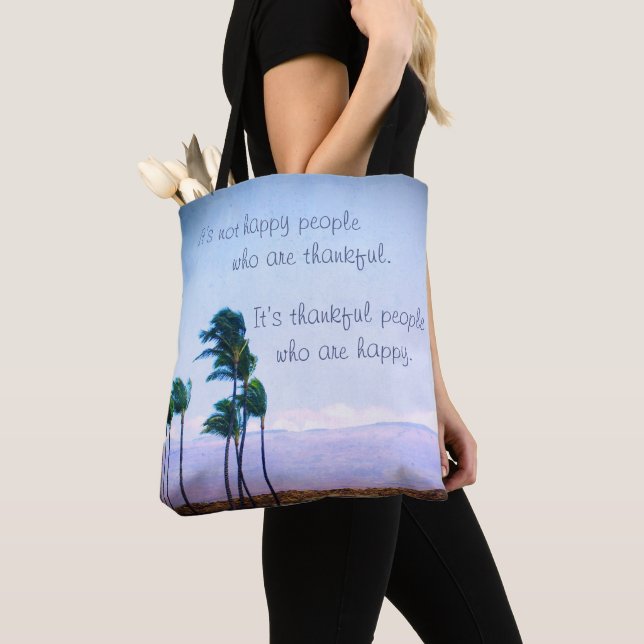 Tote Bag Hawaii Palm Tree Photo Remerciements Happful Peopl (De près)