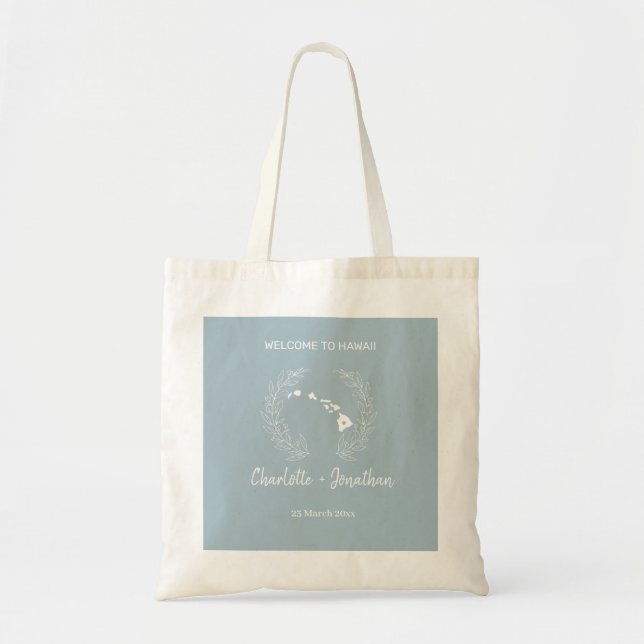 Tote Bag Hawaii State Destination Wedding Bienvenue (Devant)