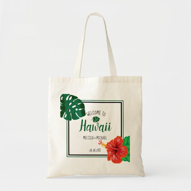 Tote Bag Hawaii Tropical Destination Mariage Bienvenue (Devant)