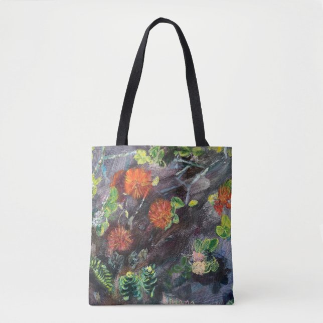 Tote Bag Hawaiian flora black and red Tote (Devant)