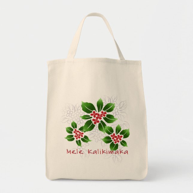 Tote Bag Hawaiian Holly Mele Kalikimaka Rouge de Noël (Devant)