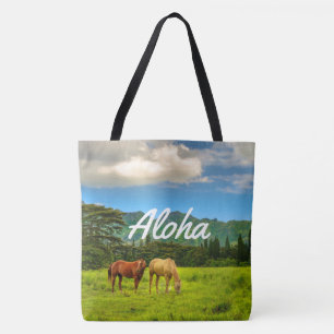 Tote Bag Hawaiian Hors at Dusk Kauai, Hawaiian Beach Bag