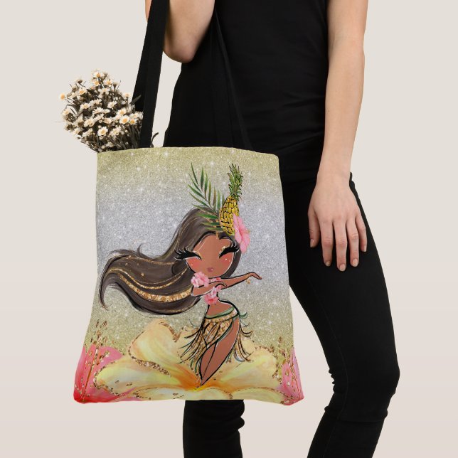 Tote Bag Hawaiian Hula Girl Fourre-tout Voir retour (De près)