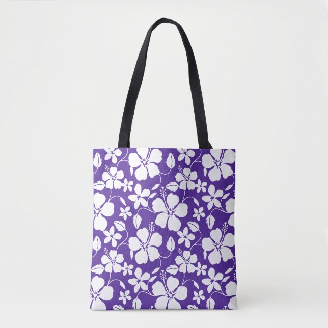 TOTE BAG HAWAIIAN HULA (HIBISCUS) PURPLE (Devant)