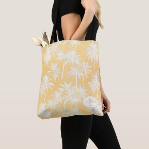 Tote Bag Hawaiian Palm Tree Silhouette Motif Gold ID1093
