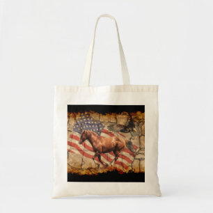 Tote Bag "Heading West" Horse, Eagle and US Flag