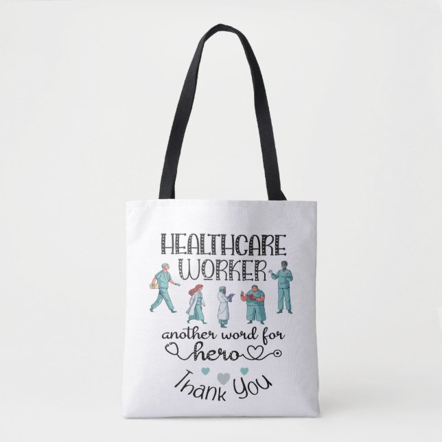 Tote Bag Healthcare Worker, autre mot pour héros, merci (Devant)