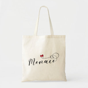 Tote Bag Heart Monaco, Monaco Flag, I Love Monaco