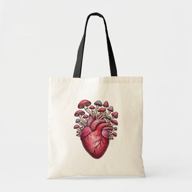 Tote Bag Heart Mushrooms (Devant)