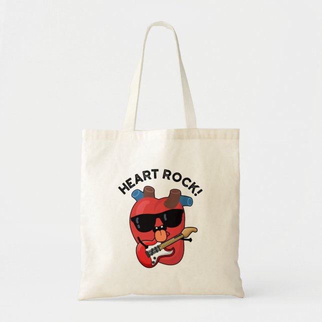 Tote Bag Heart Rock Funny Music Pun (Devant)